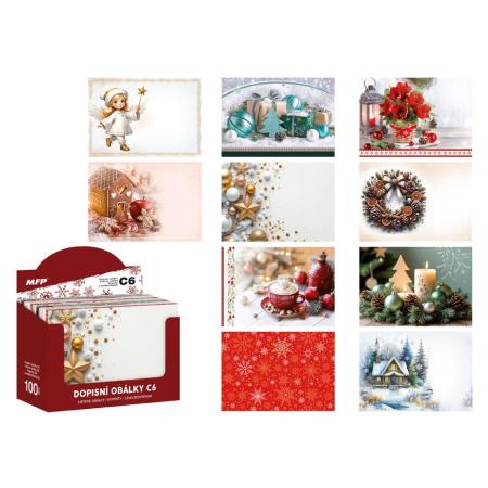 Dopisní vánoční obálka C6 - mix motivů / 100ks