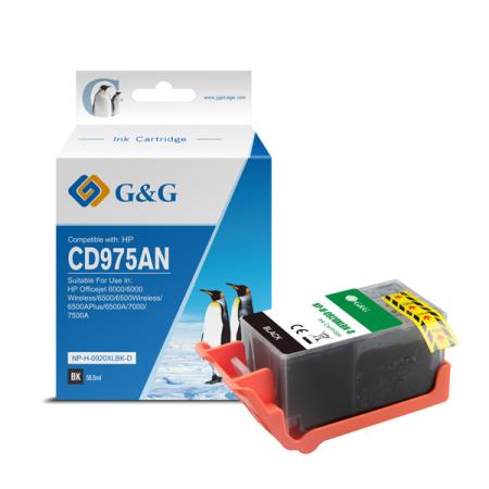 G&G kompatibilní ink s CD975AE, black, 1200str., NP-H-0920XLBK(HP920XL,  pro HP Officejet