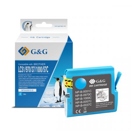 G&G kompatibilní ink s LC-1000C, cyan, 400str., NP-B-0051C/1000C/970C,  pro Brother DCP-330C, 540CN, 130C, MFC-240C, 440CN