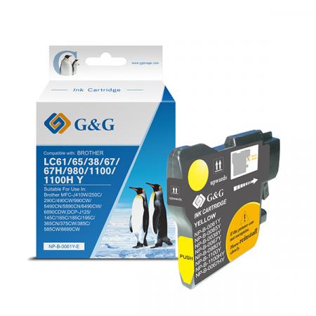 G&G kompatibilní ink s LC-980Y, yellow, 260str., NP-B-0061Y/1100Y/980Y,  pro Brother DCP-145C, 165C