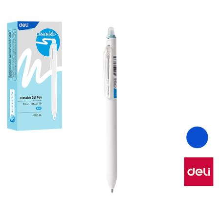 Gelové pero DELI mazací - 0,5 mm / modrá