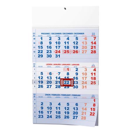 Kalendář nástěnný pracovní - tříměsíční modrý / BNC1