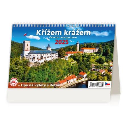 Kalendář stolní obrázkový Křížem krážem ČR / S23