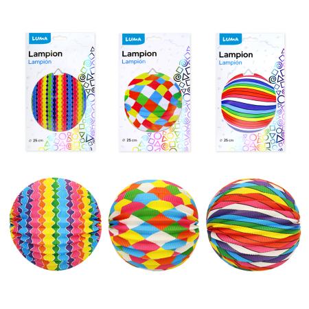 Lampion kulatý 25 cm / barevný mix