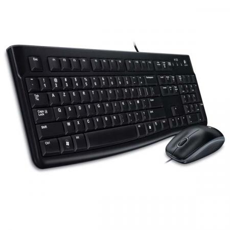 Logitech MK120, sada klávesnice s drátovou optickou myší, CZ, klasická, drátová (USB), černá