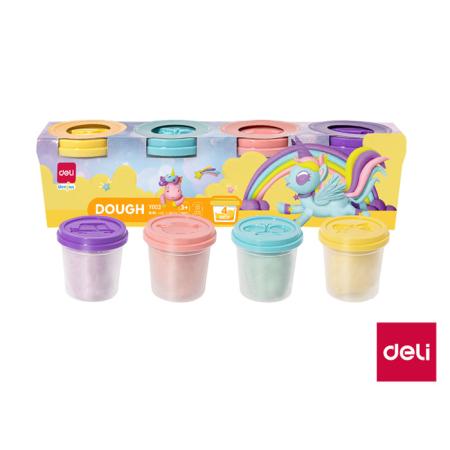 Modelovací hmota DELI měkká - 4 pastelové barvy / kelímek