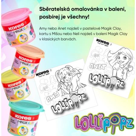 Modelovací hmota KORES MAGIK CLAY PASTEL LOLLIPOPZ - klasické barvy 4x40 g