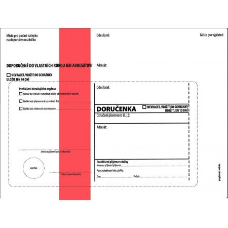 Obálky C5 s doručenkou, vytrhovací okénko - s červeným pruhem / 1000 ks