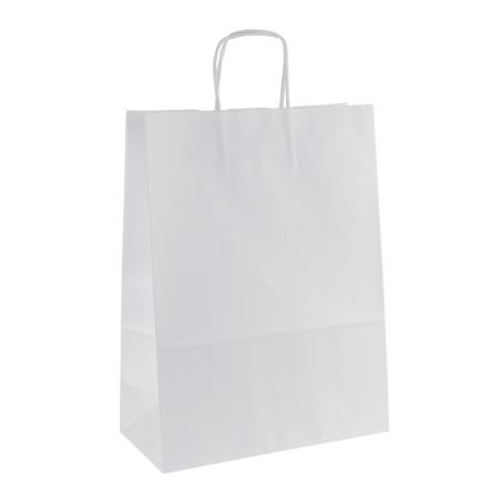 Papírová taška KRAFT s krouceným uchem / bílá / 26x12x34cm