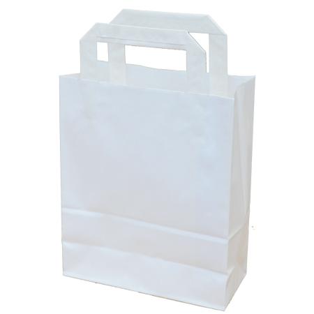 Papírová taška KRAFT s plochým uchem / bílá / 18x8x22cm