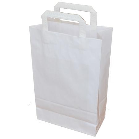 Papírová taška KRAFT s plochým uchem / bílá / 22x10x36cm