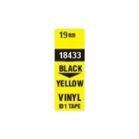 Pásky D1 vinylové permanentní - 19 mm x 5,5 m / černý tisk / žlutá páska