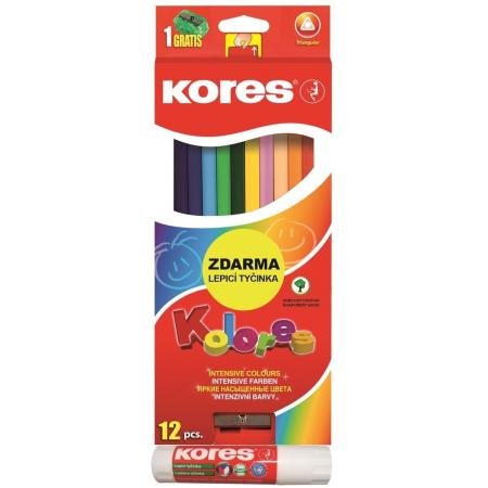 Pastelky trojhranné Kores - 12 barev
