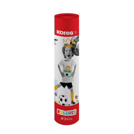 Pastelky trojhranné Kores Kolores v tubě - 12 barev + tužka Grafitos + ořezávátko