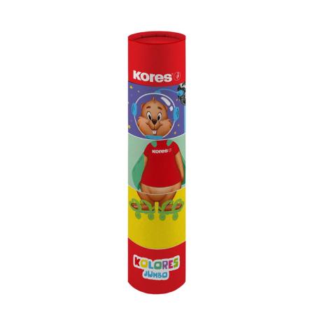 Pastelky trojhranné Kores Kolores v tubě - 12 jumbo barev + ořezávátko