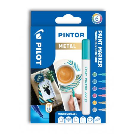 Pilot Pintor 4077 EF popisovače Metal akryl sada 6ks