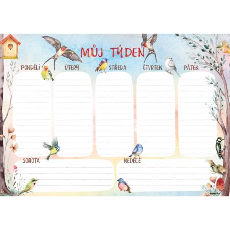 Plánovač týdenní A4 - Ptáčci