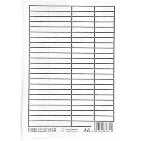 Podložky do sešitů / lenoch / papírové + PVC -  podložka A5 / linka - linka / papírová