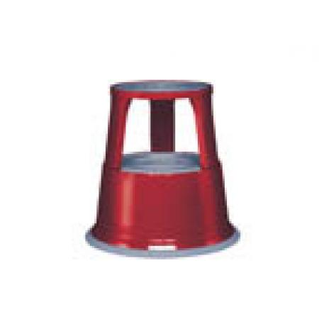 Pojízdná kovová kruhová stolička - červená
