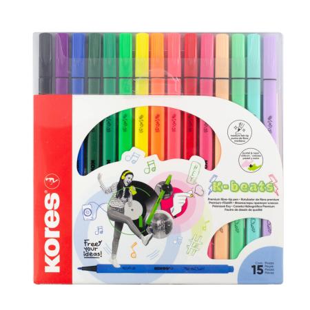 Popisovač Kores K-Beats - sada 16 barev / hrot M