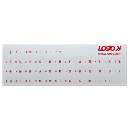 Přelepky LOGO na klávesnice, červené, azbuka, cena za 1 ks