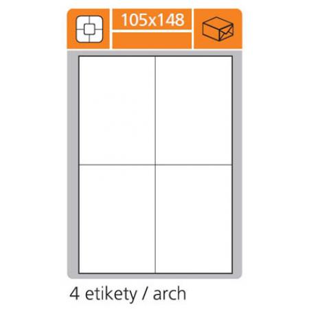Print etikety A4 PLUS pro laserový a inkoustový tisk - 105 x 148 mm (4 etikety / arch)