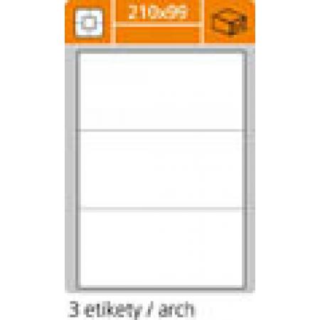 Print etikety A4 PLUS pro laserový a inkoustový tisk - 210 x 99 mm (3 etikety / arch)