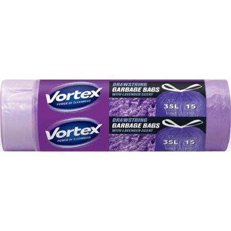 Pytle do koše Vortex stahovací - 55x80 cm / 35l / 15ks / s vůní levandule