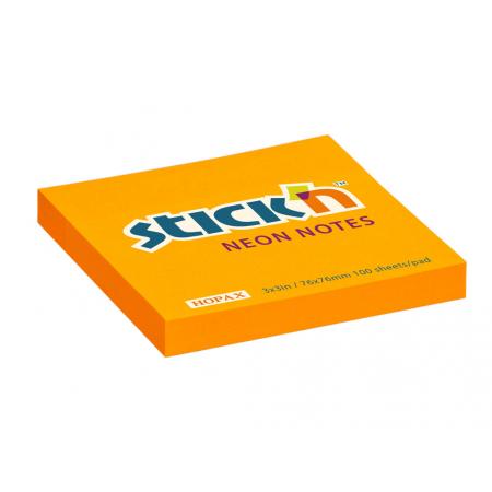Samolepicí bločky Hopax -  76 x 76 mm / 100 lístků / neon oranžová