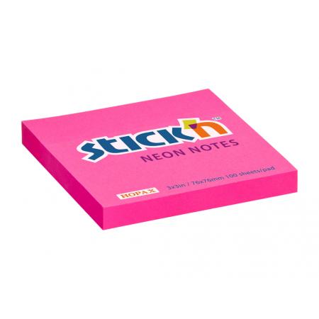 Samolepicí bločky Hopax - 76 x 76 mm / 100 lístků / neon růžová