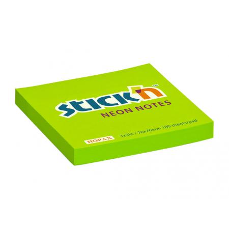 Samolepicí bločky Hopax - 76 x 76 mm / 100 lístků / neon zelená