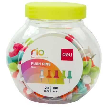 Špendlíky na nástěnku DELI - 100 ks / barevný mix