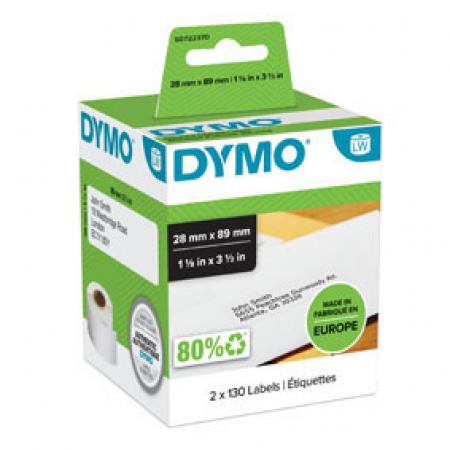 Štítky pro DYMO LabelWritter  -  89 x 28 mm / adresové papírové / 2 x 130 ks