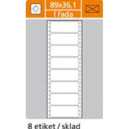 Tabelační etikety s vodící drážkou jednořadé a dvouřadé - 89 x 36,1 mm jednořadé 4000 etiket / 500 skladů
