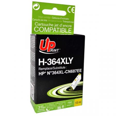 UPrint kompatibilní ink s CB325EE, CN687EE, HP 364XL, yellow, 12ml, H-364XLY, s čipem, pro HP Photosmart B8550, C5380, D5460