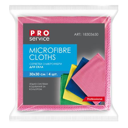 Utěrka z mikrovlákna PRO service na sklo 4 ks - 30 x 30 cm / mix barev