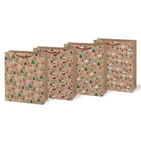 Vánoční dárková taška KRAFT L - mix motivů / 26 x 32 cm