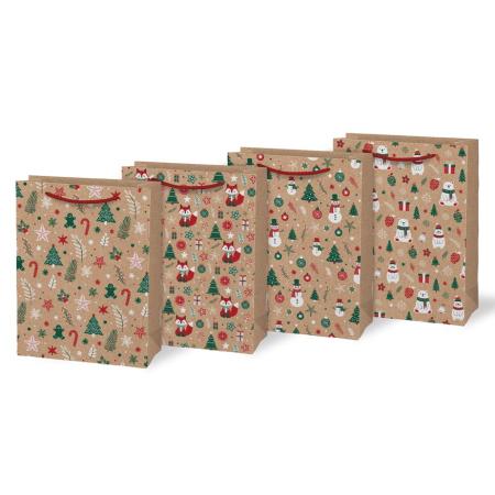 Vánoční dárková taška KRAFT M - mix motivů / 19 x 25 cm