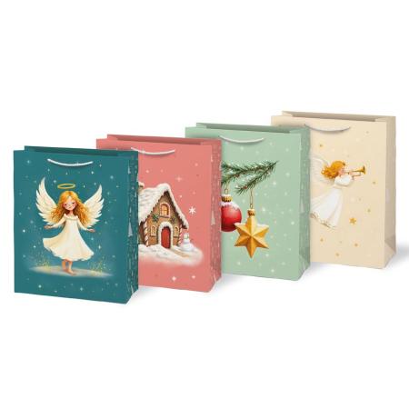 Vánoční dárková taška L - mix motivů / 26 x 32 cm
