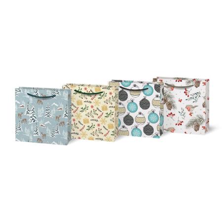 Vánoční dárková taška - mix motivů / 17 x 17 x 6 cm