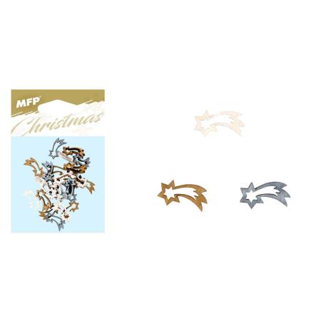 Vánoční dřevěná dekorace - mix kometa / 24ks / 2cm