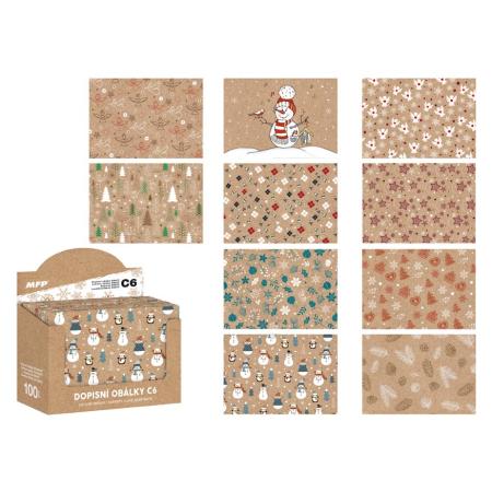 Vánoční obálka C6 - mix KRAFT