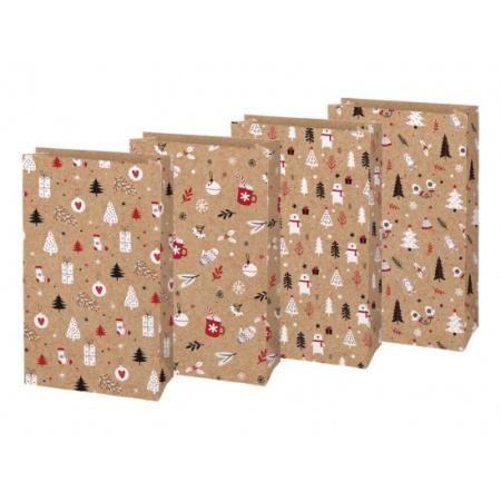 Vánoční sáček KRAFT 2 - mix motivů / 15 x 27 cm