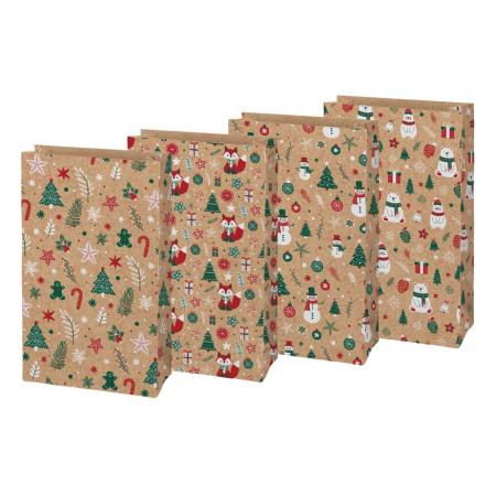 Vánoční sáček KRAFT 3 - mix motivů / 15 x 27 x 9 cm