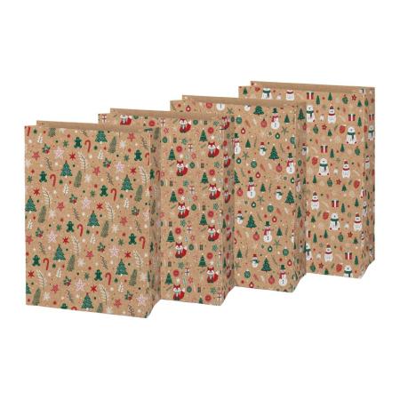 Vánoční sáček KRAFT 6 - mix motivů / 26 x 36 x 12 cm