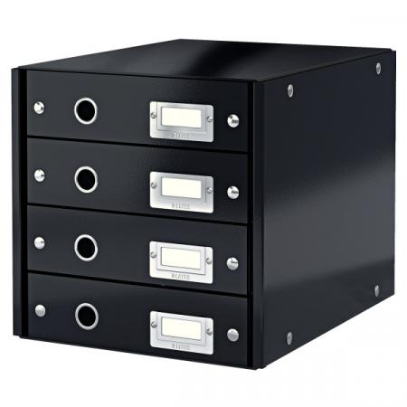 Zásuvkový box WOW - černá / 4 zásuvky / karton