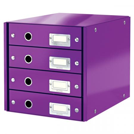 Zásuvkový box WOW - purpurová / 4 zásuvky / karton
