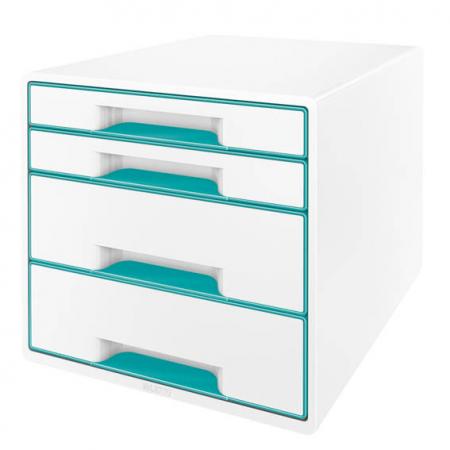Zásuvkový box Leitz WOW - tyrkysová / 2+2 zásuvky