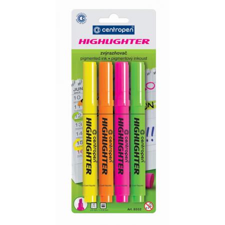 Zvýrazňovač Centropen 8552 HIGHLIGHTER - sada 4 ks