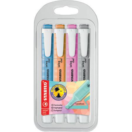 Zvýrazňovač STABILO® Swing® Cool Pastel - sada 4 ks